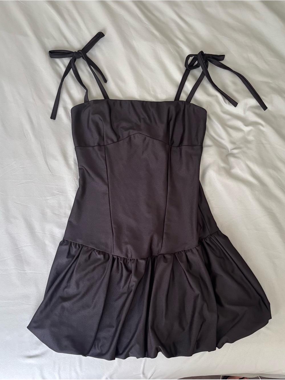 Black Tie-Shoulder Mini Dress